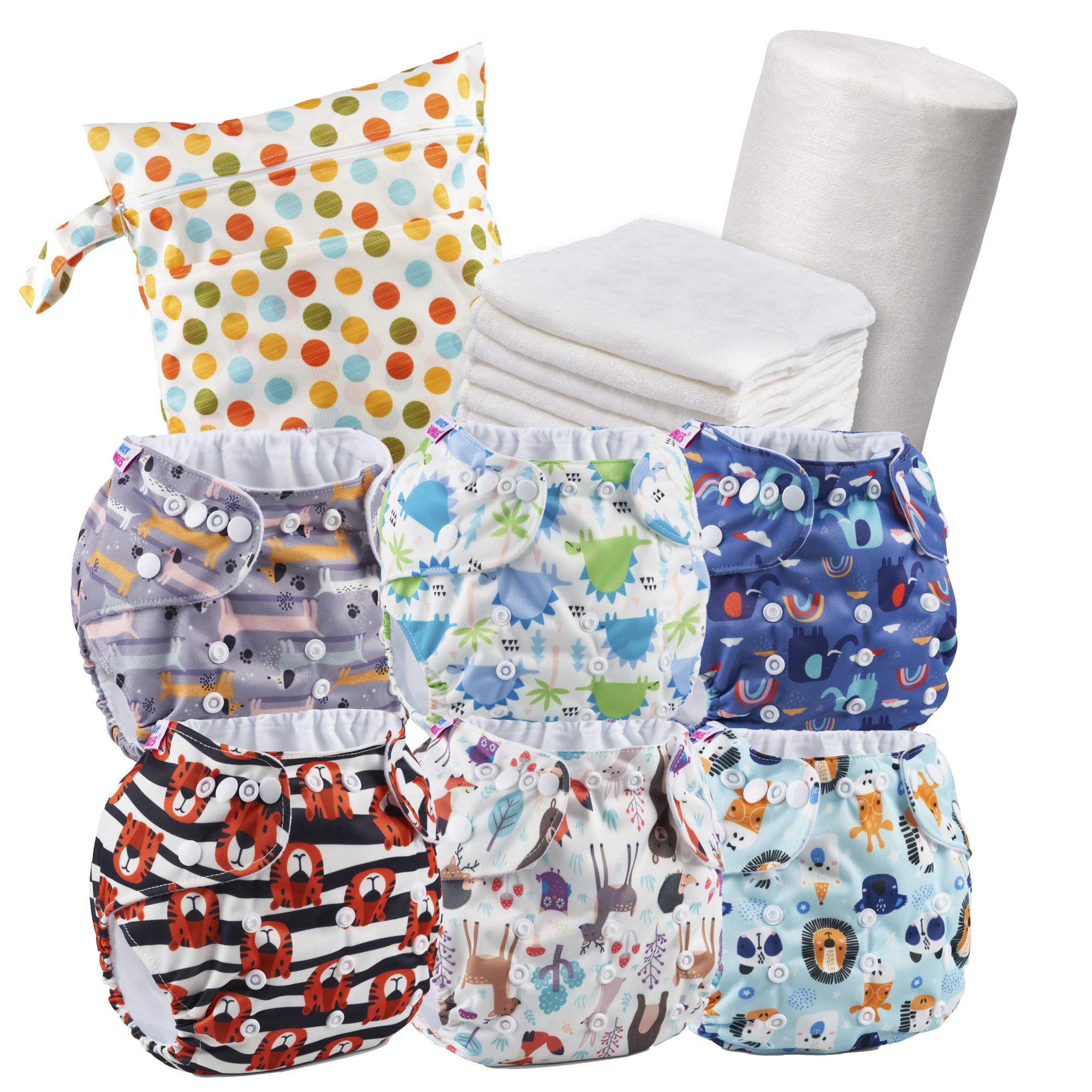 Juicy Bumbles Bamboo Ecological Reusable Cloth Diaper + Fillers Bamboo Inserts + Towels + Bag, Born to 3 Years
