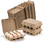 CINPIUK 50 Pack Egg Cartons, 3x4 Style Paper Pulp Egg Trays, Sturdy &amp; Reusable Egg Holder 12 Count Dozen Chicken Egg Storage Tray for Farmers, Home Use &amp; Transport
