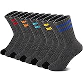 Comfoex 10 Pairs Boys Crew Socks Sports Athletic Long Calf Socks For Kids 4-10 Years Old With Cushioned Sole