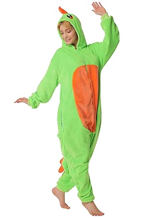 corimori 1852 Byte der Dinosaurier Damen Herren Onesie Jumpsuit Anzug Einteiler Kostüm Verkleidung Gr. 180 - 190cm, Grün