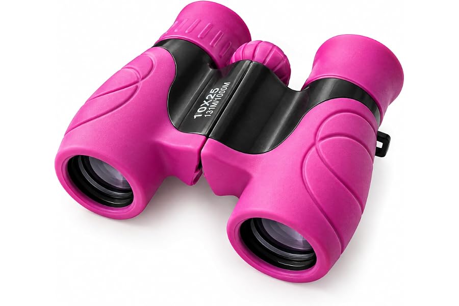 VULNESS 10x25 Binoculars for Kids, Bird Watching Toy for Boys and Girls | Small Compact Binoculars for Travel, Learning, Hunt