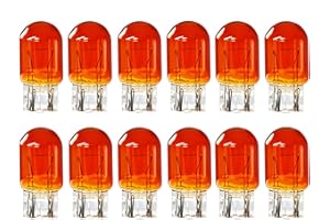 Kadiby 7443NA 7443A Bulb,7444NA T20 Auto Brake Light Bulbs/Tail/Turn Signal 7443 Amber Yellow Orange WY21/5W Long Life Lights fit for Silverado Dodge Dart Sierra Wrangler (12 pack bulk)