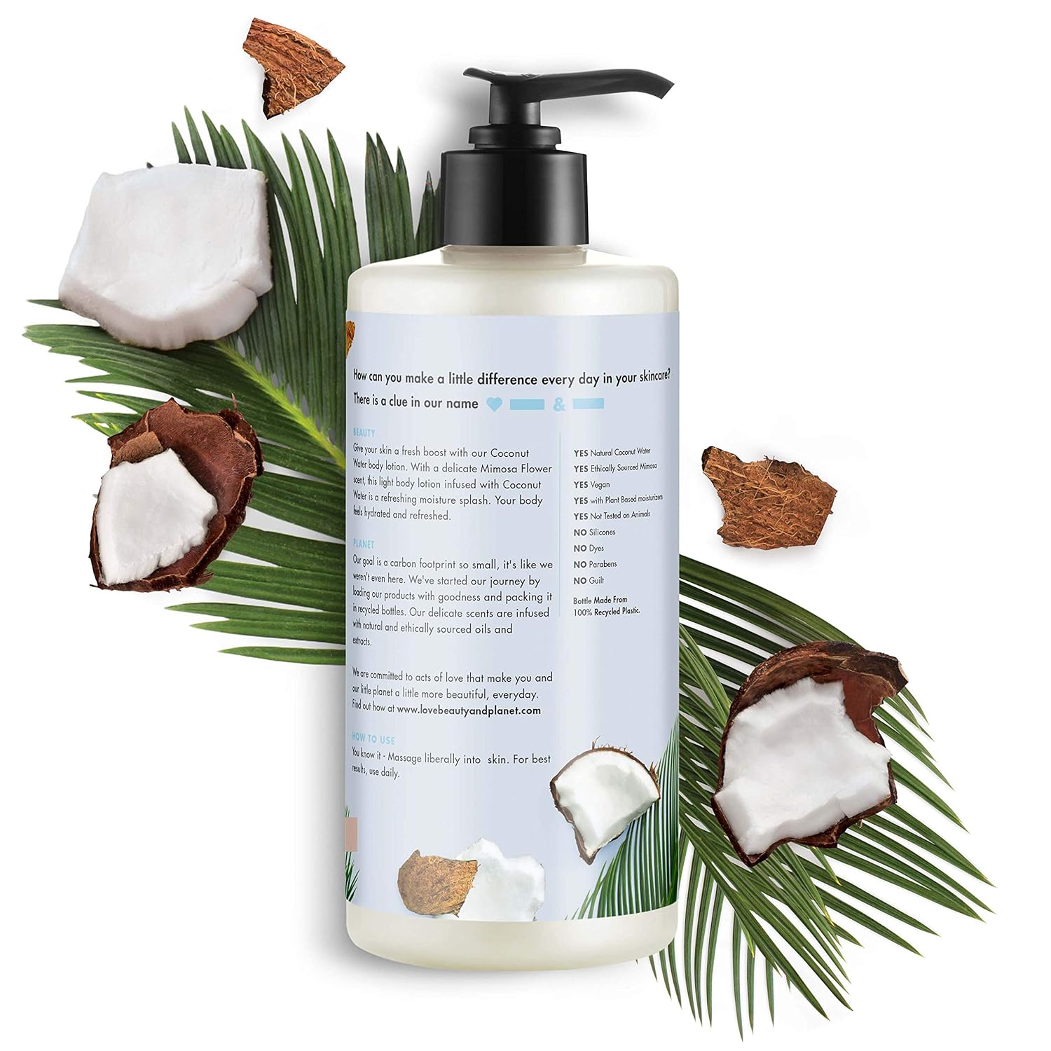 Love Beauty & Planet Luscious Hydration Body Lotion Coconut Water and Mimosa Flower 13.5 oz : Beauty