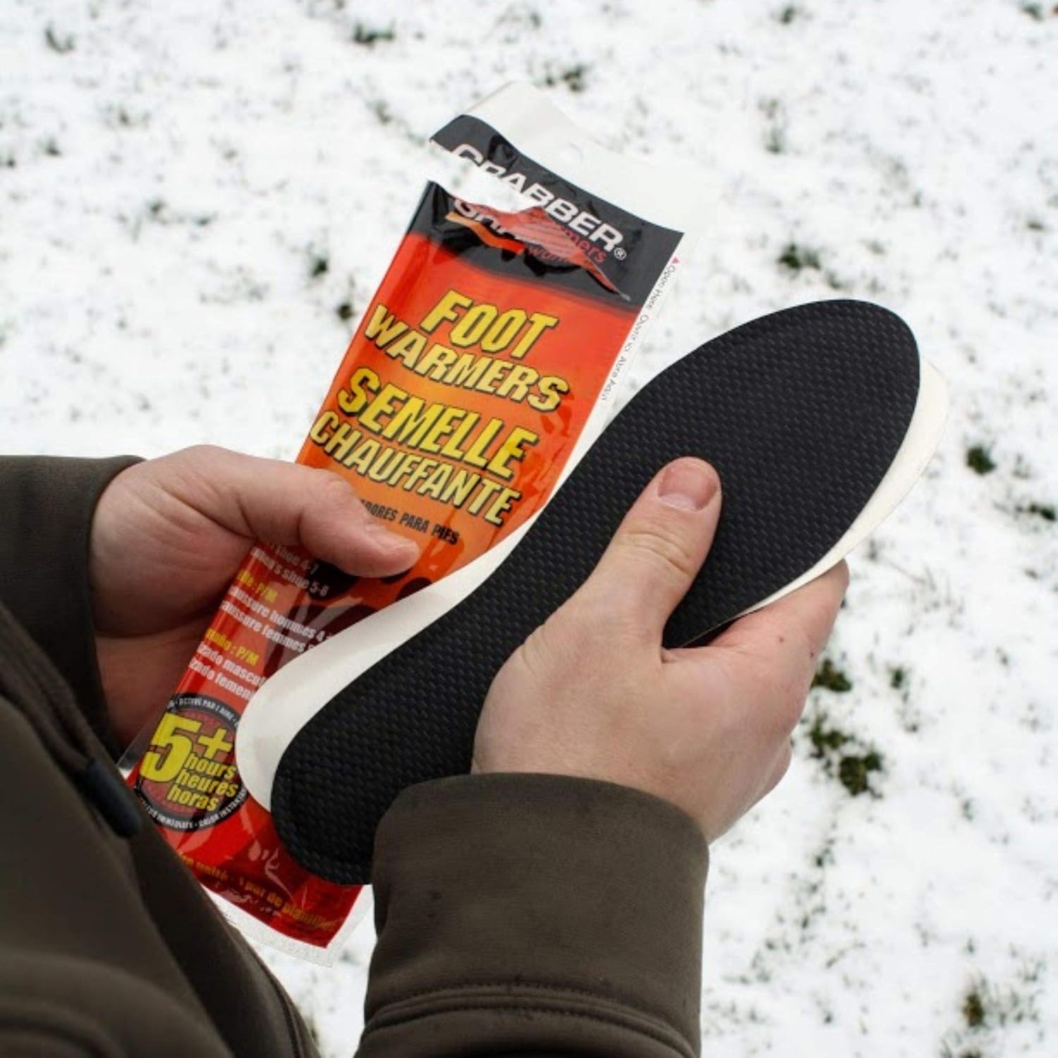 Grabber Insole Foot Warmers - Long Lasting Safe Natural Odorless Air Activated Warmers - Up to 5 Hours of Heat - 30 Pair - Medium/Large: Sports & Outdoors