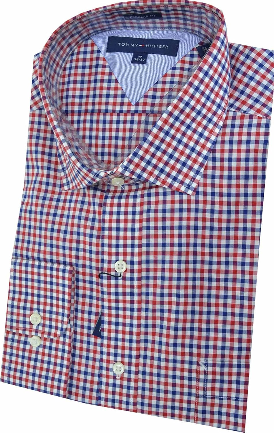 red and blue tommy hilfiger shirt