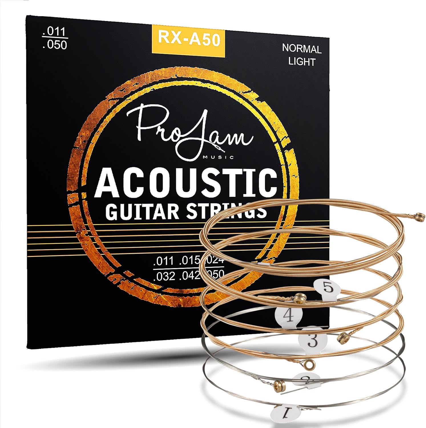 Premium Phosphor Bronze Guitar Strings for Acoustic Western Guitar – Balanced, brillianter Sound – Umwobene Steel Acoustic Guitar Strings – 6 String Set