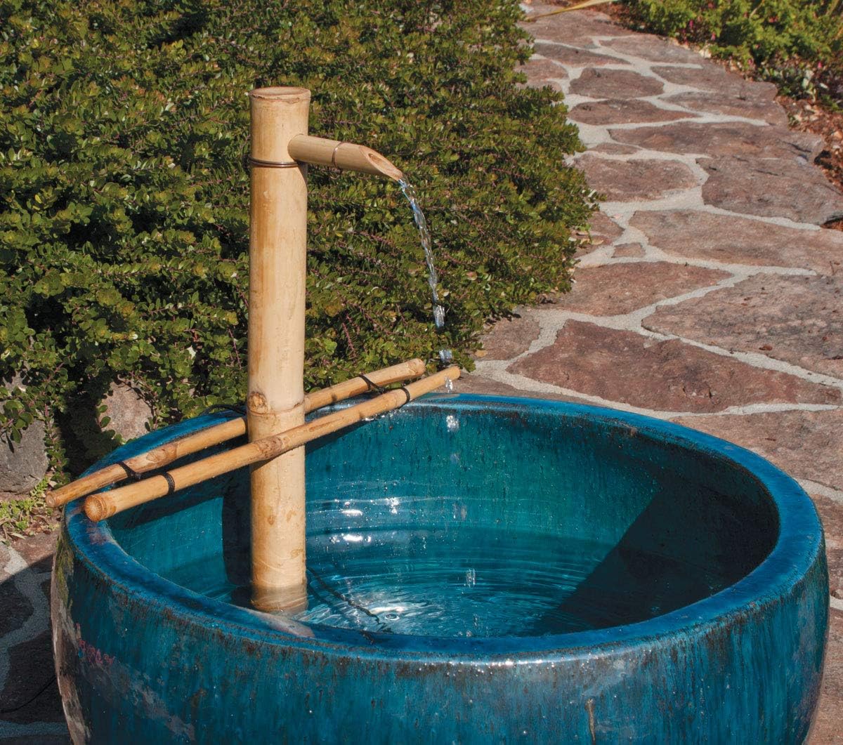 Bamboo Accents Water Fountain with Pump, Backyard Pond Kit, Large 18 Inch Adjustable Style, Smooth Split Resistant Bamboo, Natural Bamboo Fountain : Outdoor Fountain Accessories : Garden & Outdoor