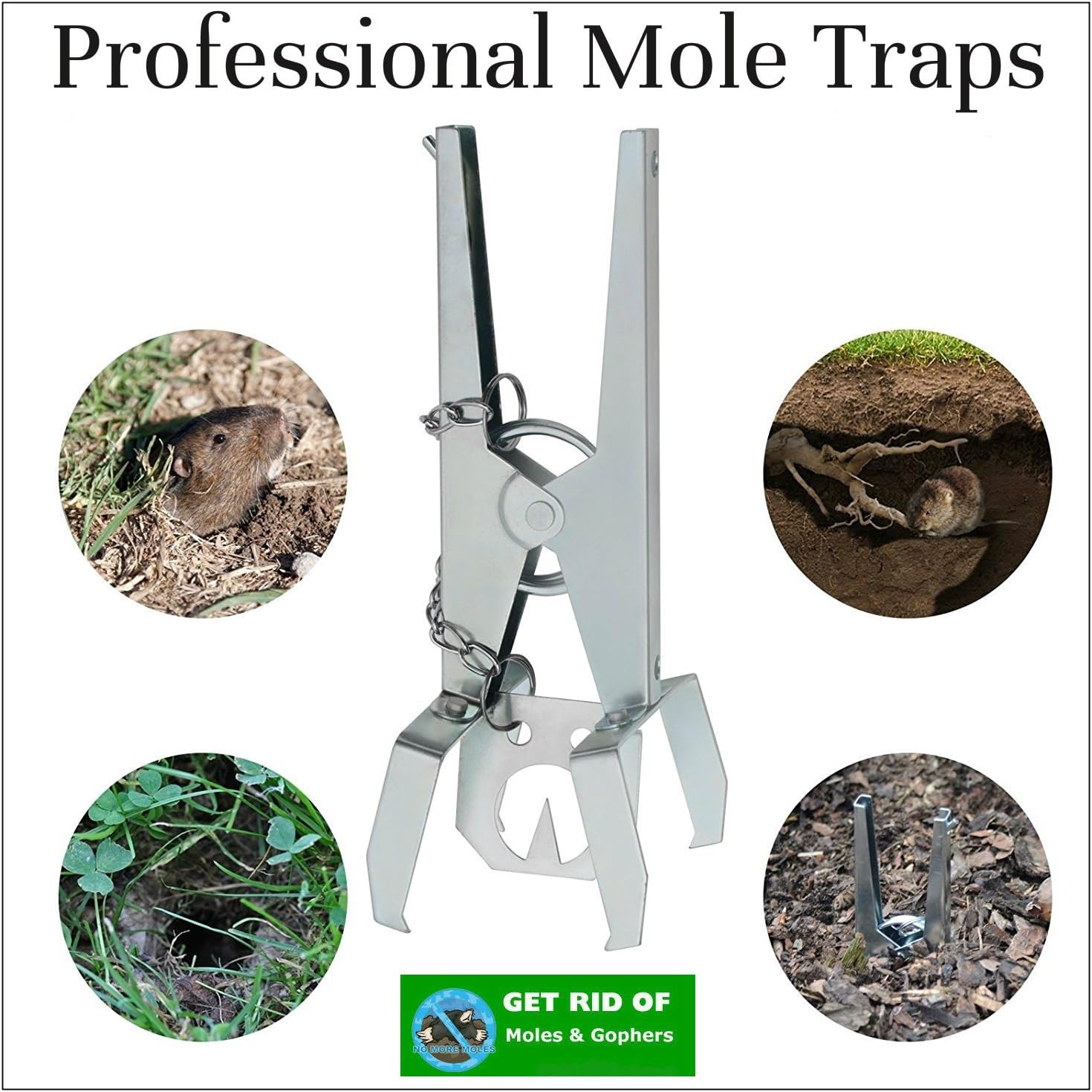 HHH HUNTING® Professional Ground Scissor Mole Traps Fast Pest Control Rodent Control Galvanized