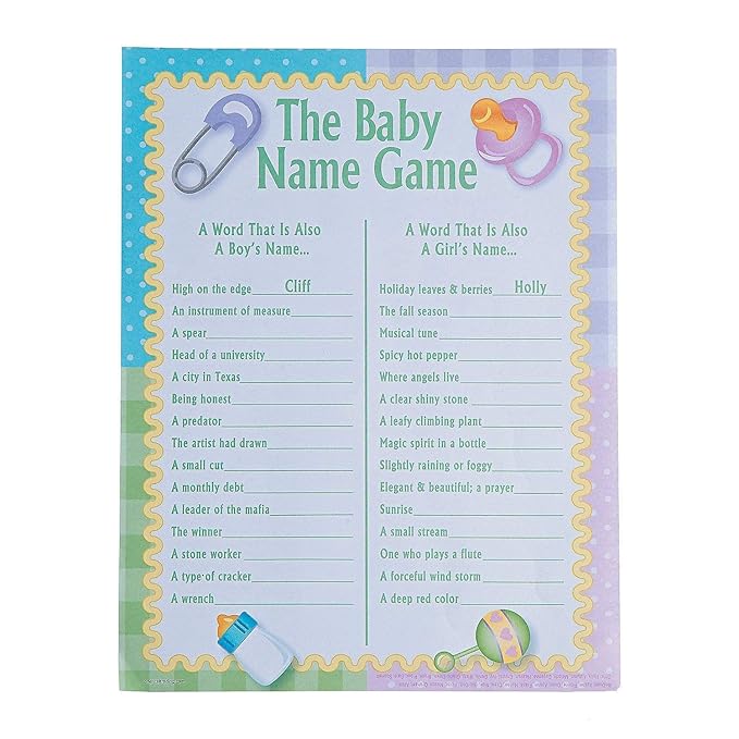 The Baby Name Game Baby Shower Game (2 Dz) Amazon.in Home & Kitchen