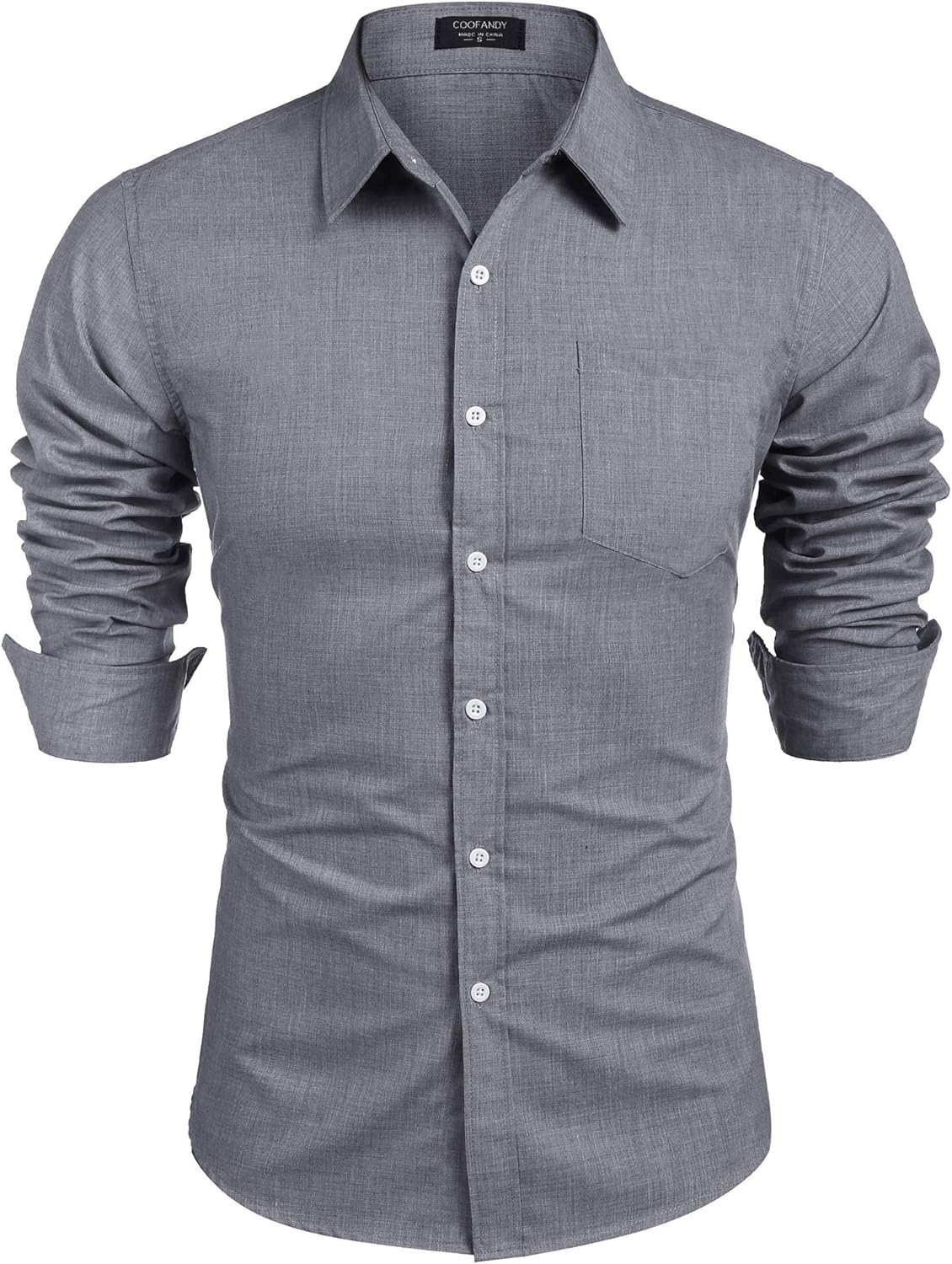 COOFANDY Men's Casual Linen Button Down Shirt Business Chambray Dress Shirt at  Men’s Clothing store