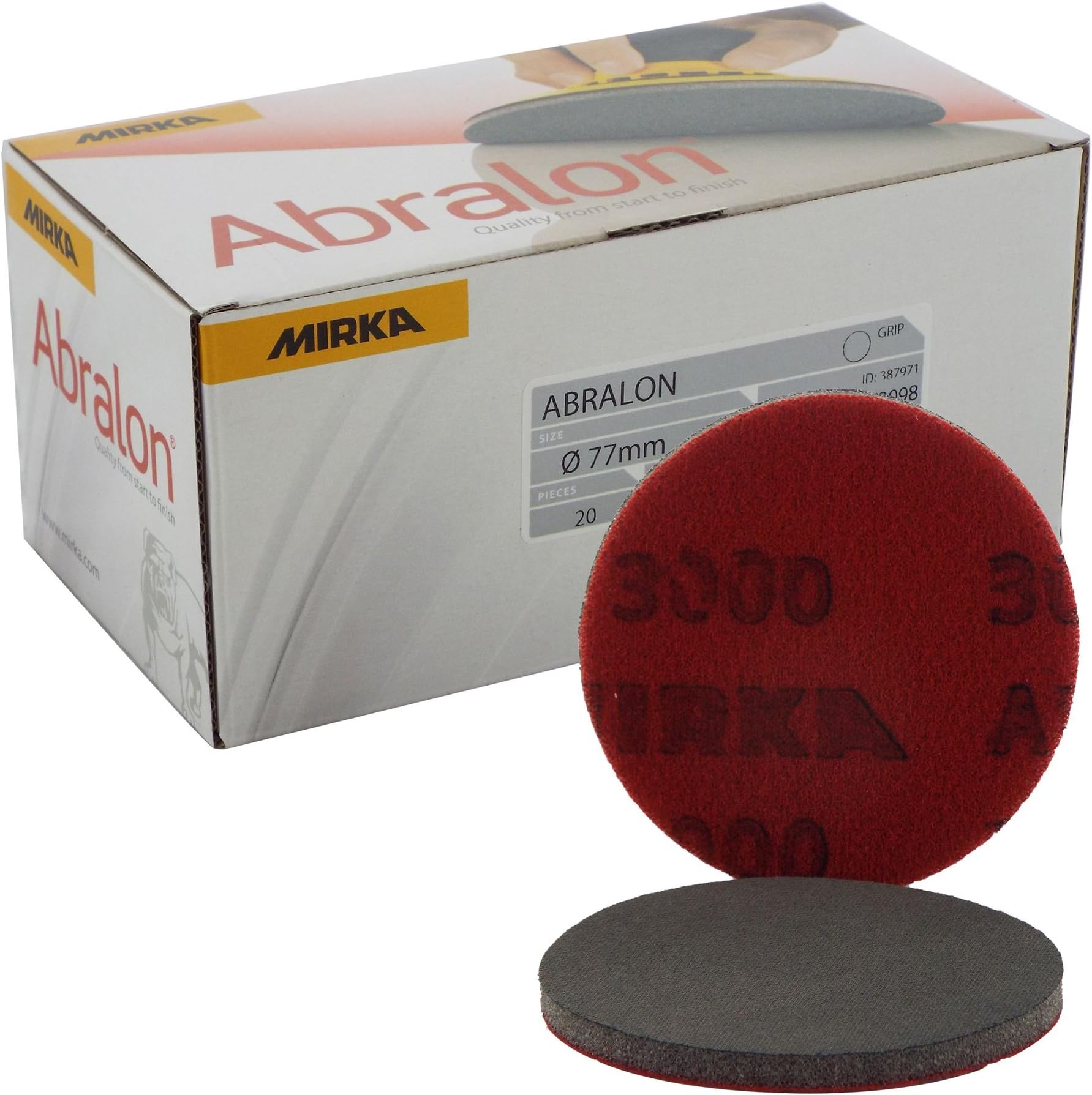 Mirka Abralon 77mm 3" P3000 Grit Hook'N'Loop HookIt Sanding Disc/Pad Sand Foam Machine Pads for Aluminium/Hard Wood/Mild Steel/Carbon Steel/Non-Ferrous Metal/Paint Sanding/Stainless Steel/Primer