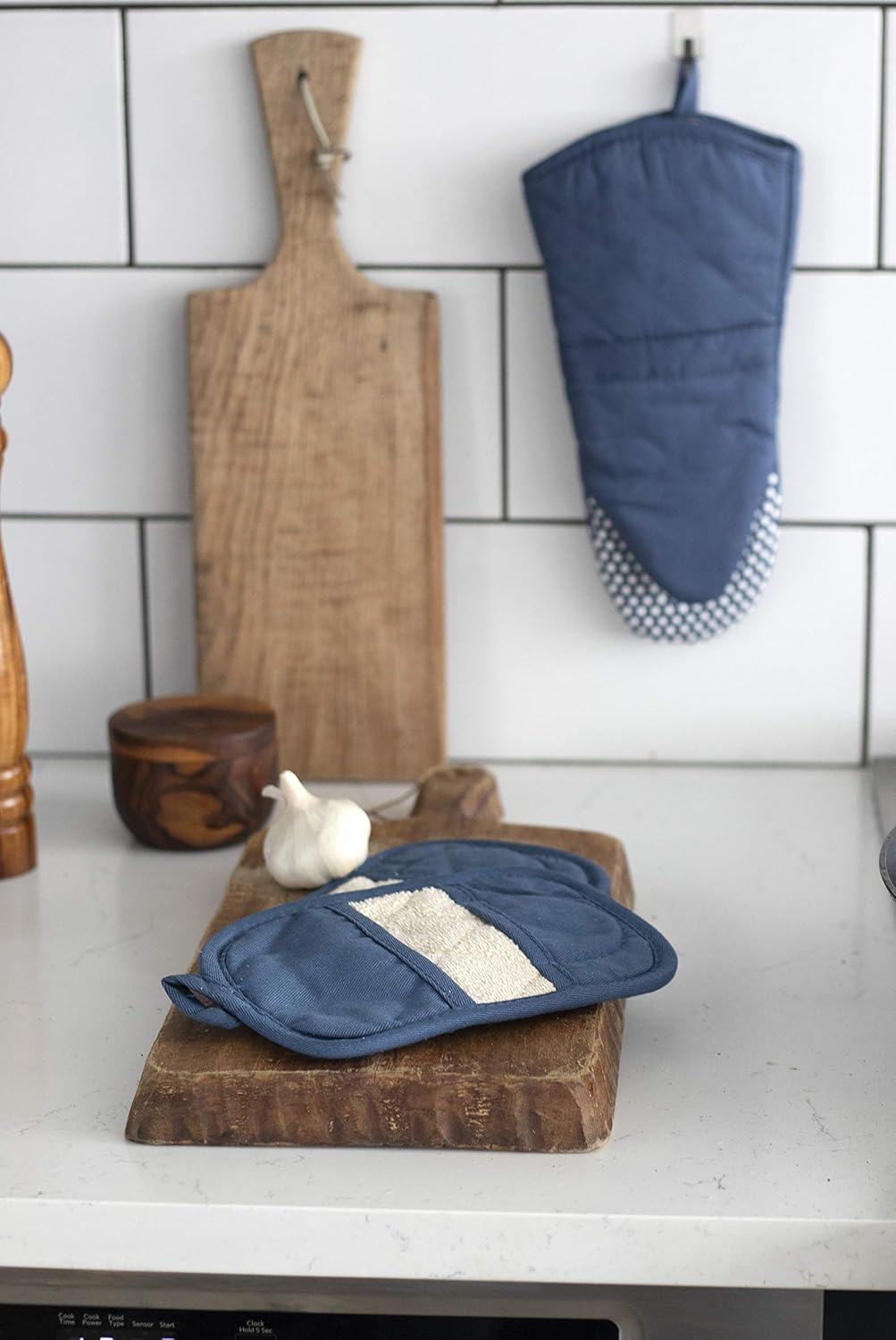 Ritz Royale Collection 100% Cotton Terry Cloth Mitz, Dual-Function Pot Holder/Oven Mitt Set, 4-Pack, Federal Blue: Home & Kitchen