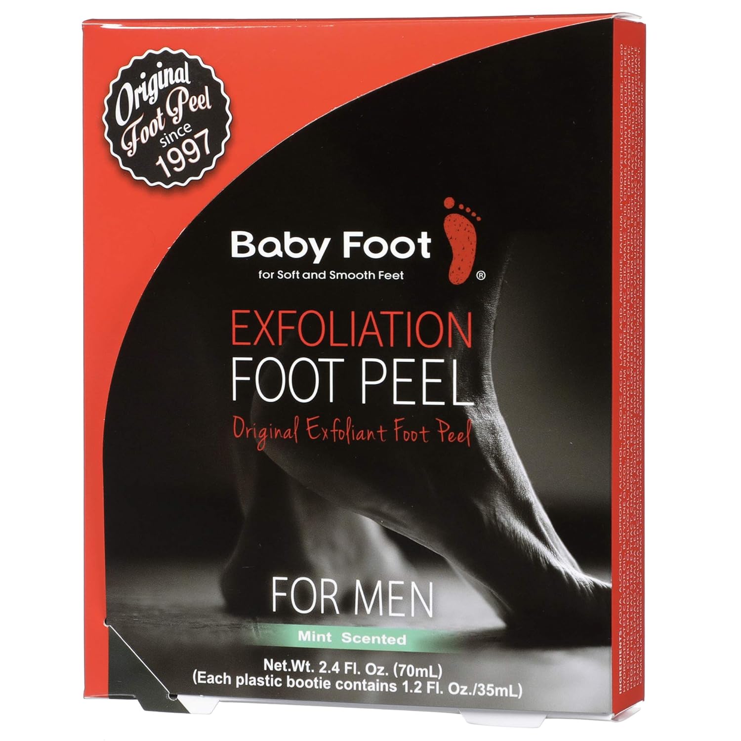 Baby Foot Exfoliation Foot Peel for Men - 1 Hour Treatment - Mint Scented - Fits up to Men's Size 14 : Beauty