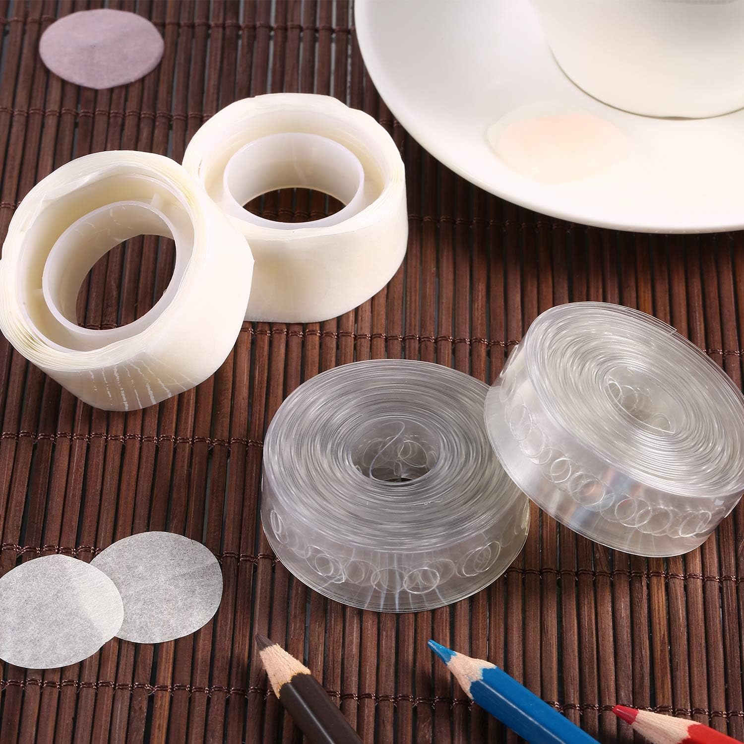 Tatuo Balloon Arch Kit Balloon Garland Decorating Strip Kit 2 Rolls Balloon Tape Strips with 2 Rolls Balloon Glue Point Dots Stickers (Single Hole): Toys & Games
