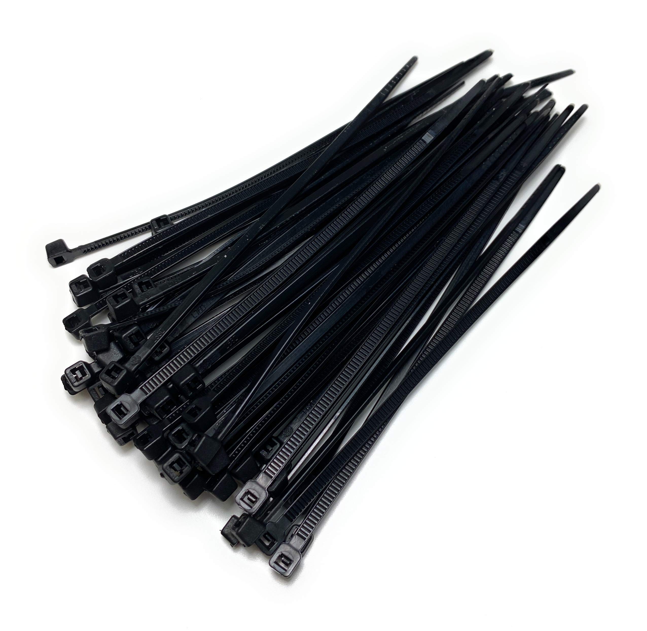 50 Pieces Black and White Cable Ties (3.6mmx200mm, Black)