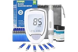 LVONGE Glucose Monitor Kit, High Accuracy Blood Sugar Testing Kit with 100 Glucometer Strips & 100 Lancets, Larger-Screen Glucose Monitor with Lancing Devices, No Coding, Portable for Home or Travel