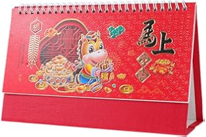 SECFOU Year Horse Desk Calendar Small Flip Desktop Planner Portable for Office Home Study with Clear Dates