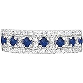 Dazzlingrock Collection Round Gemstone & White Diamond 7 Stone Anniversary Wedding Band for Women (White Diamond: 0.30 CT, Color I-J, Clarity I1-I2) in 14K Solid White Gold