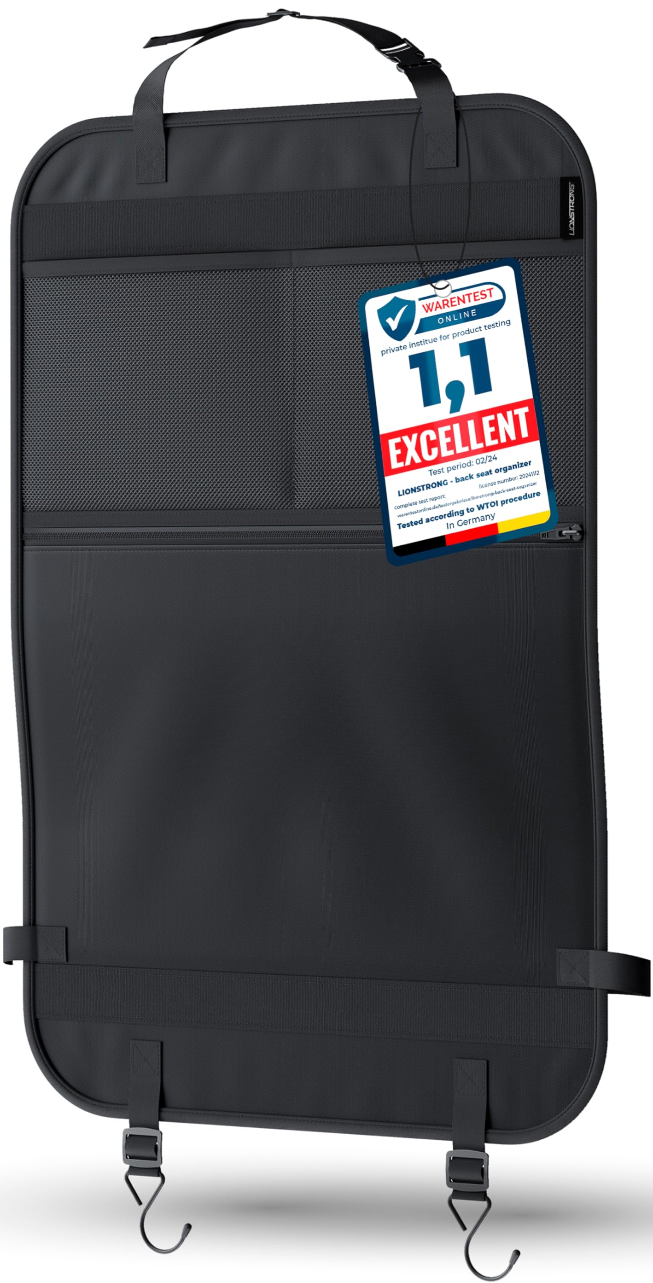 LIONSTRONG Kick Mats - Back Seat Car Organiser - Waterproof and Stain Resistant Seat Protectors (black)