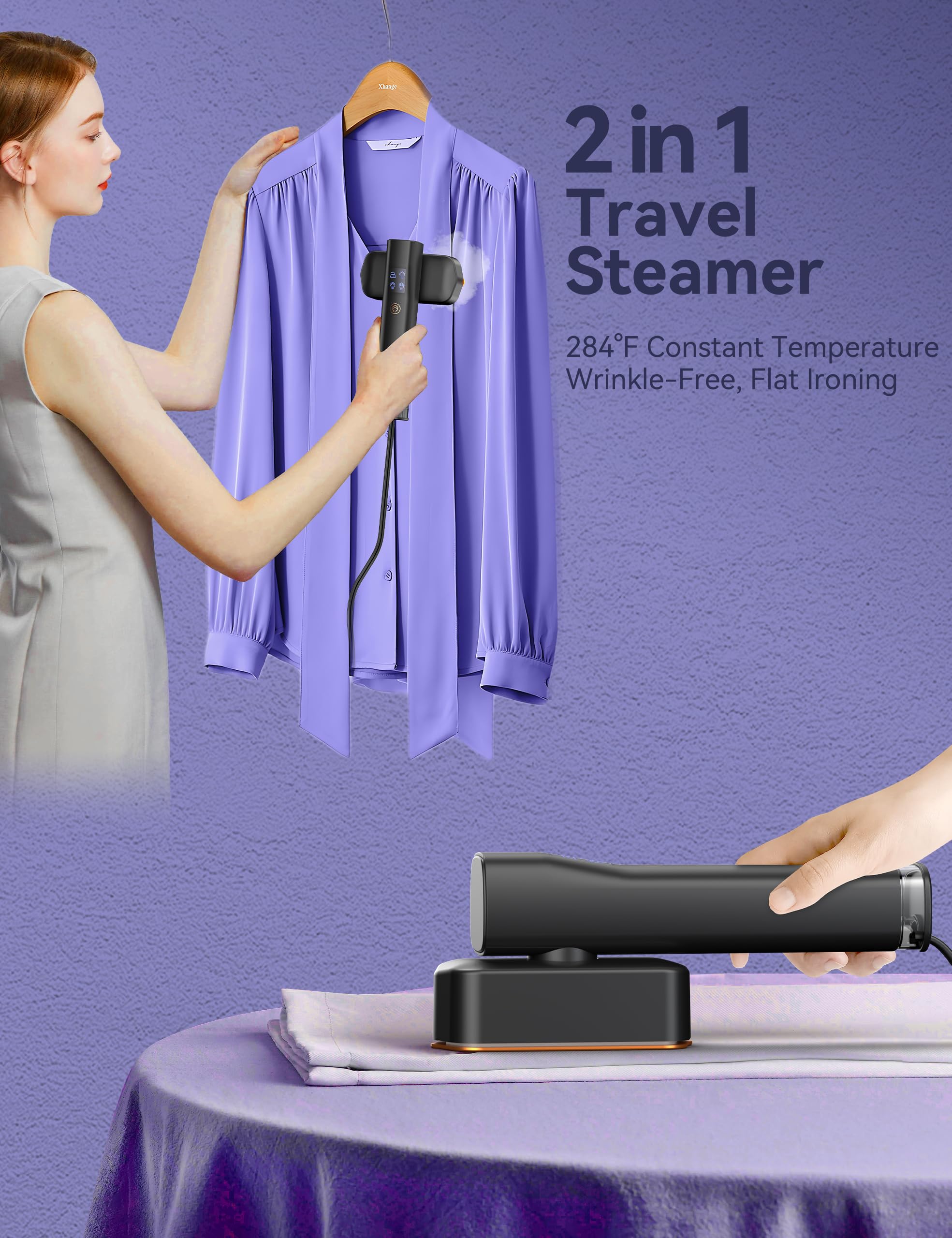Steamer for Clothes, Sundu Portable 2-in-1 Steamer & Iron, 15s Fast Heat-up, 100ml Water Tank, Ironing Gloves, 20 Min Continuous Steam, Wrinkle Remover for Garment, Travel & Home Use (Gray)