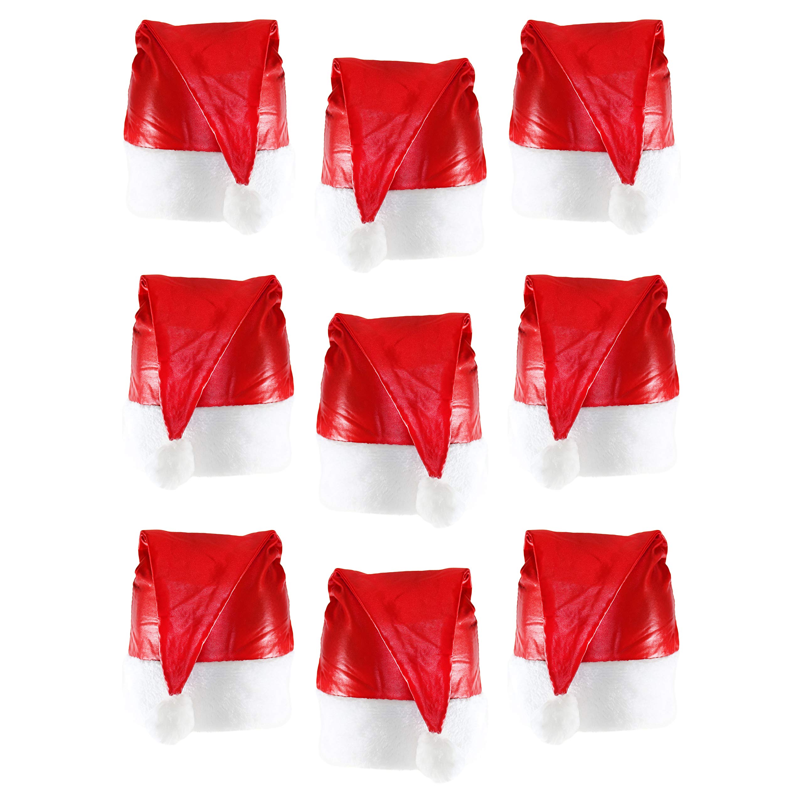 Rocking Party Pack of 9 Satin Santa Claus Christmas Fancy Dress Hats