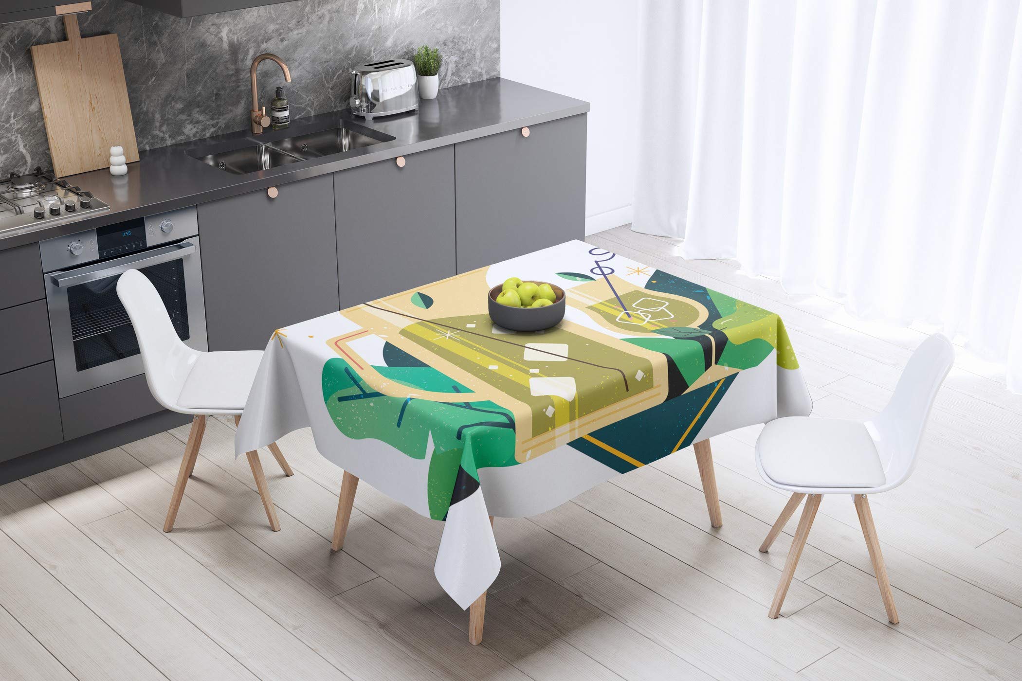 Bonamaison Kitchen Decoration, Tablecloth, 140cm x 140cm - Designed and Manufactured in Turkey
