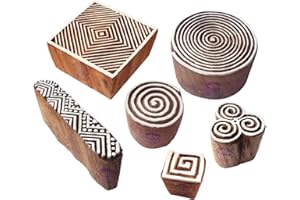 ROYAL KRAFT Artistic Motif Spiral and Finger Wooden Stamps for Printing (Set of 6) Htag1035