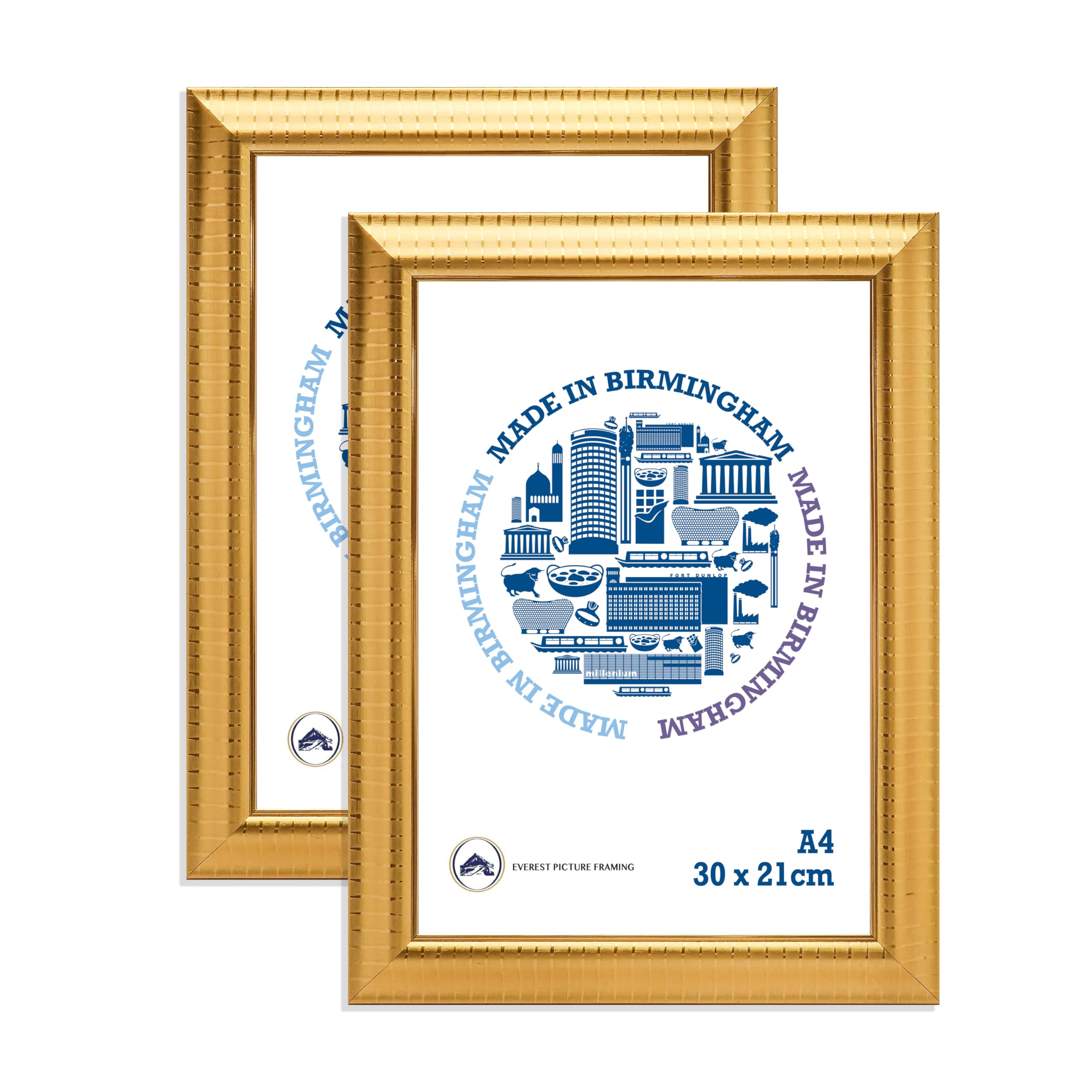 A4 Certificate Frame in Gold Set Of 2,Gold A4 Degree Frame Portrait and Landscape, Document Frame Table top and Wall Mountable (Gold Stripe)