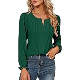 Blooming Jelly Womens Tops Dressy Casual Long Sleeve Shirts V Neck Chiffon Blouses Fall Outfits for Women 2025