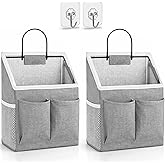Kanrichu 2pcs Wall Hanging Storage Bag, Wall Hanging Baskets for Organizing as Over the Door Organizer, Wall File Organizer, Rv Storage and Organization. For Bedroom, Office, Camper (Gray-Upgraded)