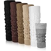 Chuarry 6 Pairs Winter Fleece Lined Leg Warmers for Women Thick Knit Warm Knee High Boot Leg Warmers for Cold Weather