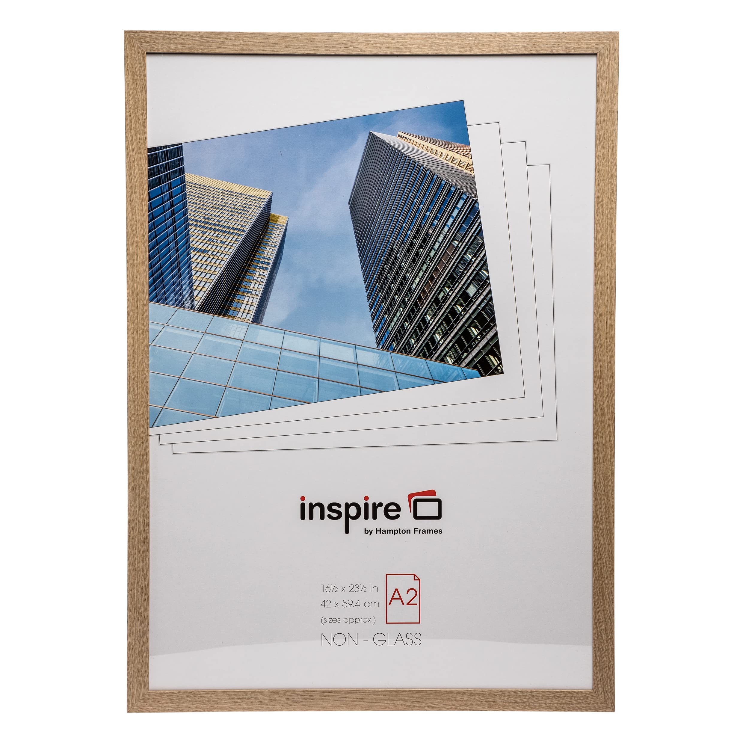 Hampton Frames SORBONNE A2 (42x59cm) Oak Effect Picture Poster Photo Frame Acrylic (Non-Glass) SOR4259NAT