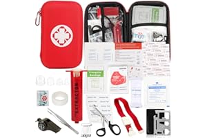WAEKIYTL Snake Bite Kit, Bee Sting Kit, Emergency First Aid Supplies, Venom Extractor Suction Pump, Bite and Sting First Aid for Hiking, Backpacking and Camping. Includes Bonus CPR face Shield (Red)