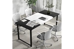 Bonzy Home 6FT Executive Desk, 70.8" L x 31.5" W Conference Table Large Training Seminar Table Modern Meeting Room Table with Metal Frame, Black&White