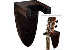 TESLYAR Guitar Holder Wall Mount Ash Wood Wooden Guitar Hanger Hook Stand Rack Guitar Hanger for Electric Classic Acoustic and Bass Guitar Musical Instruments Hardwood (Black)