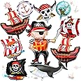 10 Pcs Pirate Ship Foil Balloons Pirate Birthday Party Supplies Ocean Birthday Decorations Balloons Ship Skeleton Shark Balloon