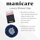 Manicare Luxury Shower Cap Blue Waterproof Reusable Hair Cap view 2