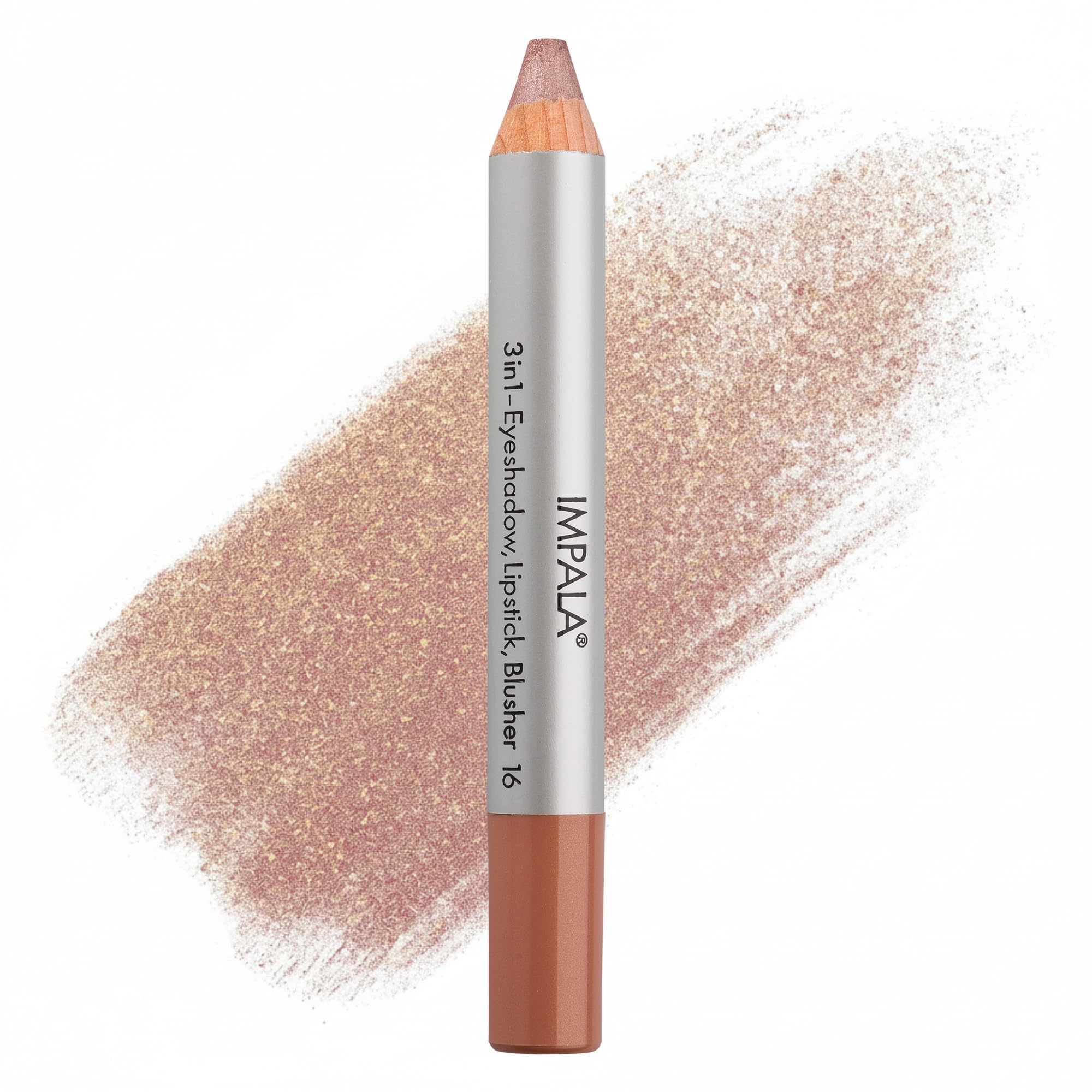 Impala 3-in-1 Jumbo Pencil | Colour 16 Metallic Salmon | Eyeshadow, Lipstick and Blusher | Smooth and Long Lasting Texture | Intense Colours โ image 1