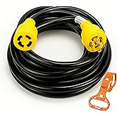 PEAKTOW PTR0113 Generator Extension Cord 30Amp 125/250V 25ft 4 Prong 10 Gauge NEMA L14-30 7500 Watts with Cord Organizer ETL/