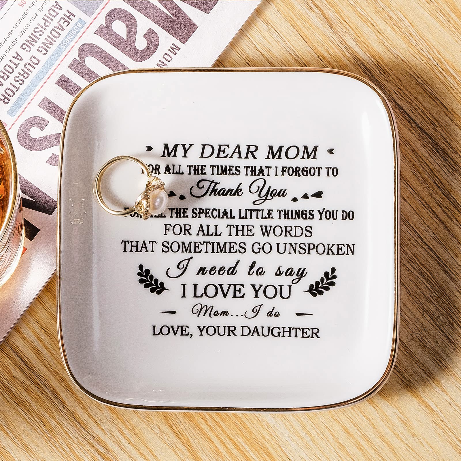 Birthday Gifts for Mom from Daughter Jewelry Dish - Thank You! for all the words that sometimes go unSpoken, I need to say I Love You!
