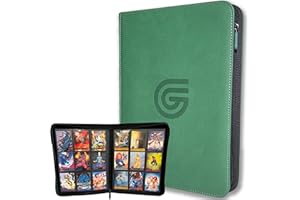 Premium Trading Card Zipper Binder | 3 Sizes & 5 Colors | Secure Side Loading Pockets | Komodo Armor Exterior | Suede Interior by Guilt Free Gaming (9 Pocket, Forest Green)