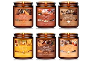 FF FRAGRFLOWING Fall Candles Set, 6 Pack Candles for Home Scented Natural Soy Wax, Autumn Gifts Set for Women Men, Fall Fragrance of Pumpkin/Cinnamon/Vanilla Cupcake/Apple/Harvest/Latte