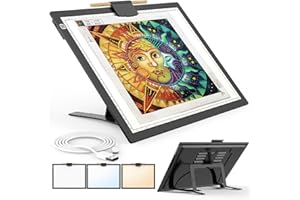KACOLA A3 Light Board for Diamond Painting, Rechargeable Battery Light Pad, Magnetic Tracing Light Box, Ultra-Thin Copy Board with 3 Colors& 6 Levels Adjustable Brightness for Drawing, Sketching, Animation