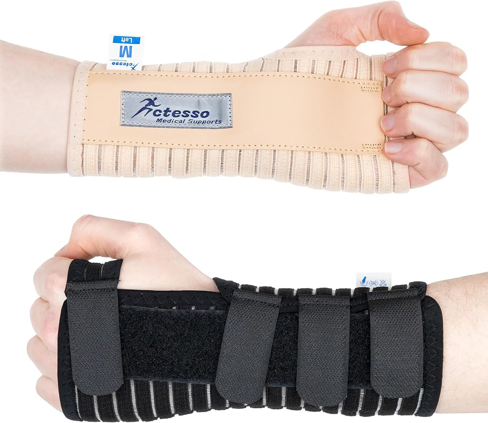 Actesso Breathable Wrist Support Brace Splint Left Hand Medium Black