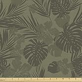 Ambesonne Hawaiian Colors Fabric by The Yard, Monochrome Camouflage Effect Inspired Scene of Tropical Plants, Decorative Fabric for Upholstery and Home Accents, 2 Yards, Green Brown