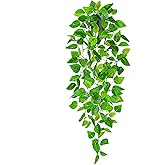 Der Rose 1Pcs 34'' Fake Hanging Plants Artificial Potted Pothos Hanging Vines Plants Indoor for Home Bathroom Bedroom Wall Shelf Decor