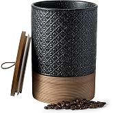 Miamolo Large Jar with Lid, Ceramic Coffee Container, Black &amp; 64 fl.oz | Airtight Food Storage Containers, Kitchen Canisters for Countertop | Decorative Jar, Coffee Bar Accessories, Weeding Gift