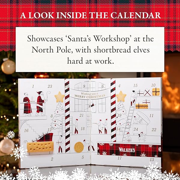WALKER’S 2025 ADVENT CALENDAR WITH SHORTBREAD COOKIES FROM SCOTLAND – 24 COUNT (10.4 OZ) – LIMITED EDITION COOKIE BOX WITH CHRISTMAS COOKIES IN VARIOUS SHAPES AND FLAVORS