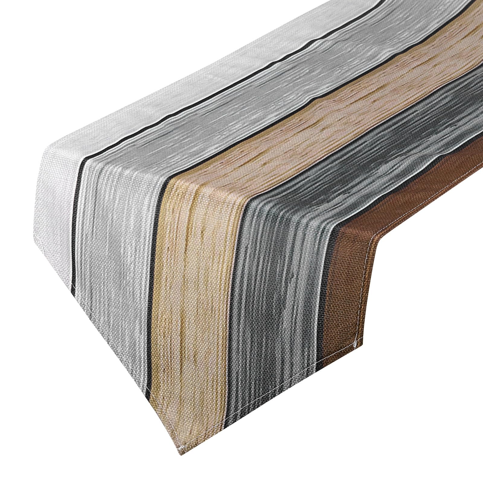 uxcell Table Runner 108" x 13", Retro Cotton Linen Table Runner, Brown & Grey