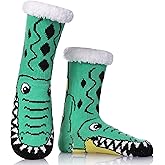 DYW Mens Slipper Socks Animal Fuzzy Non Slip Fluffy Winter Warm Soft Thick Fleece lined Thermal Home Socks